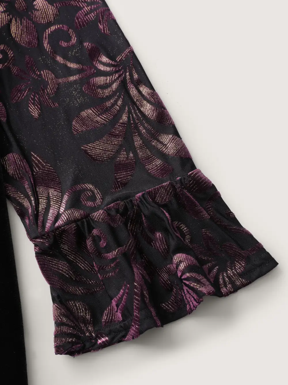 Velvet Cut-Out Neck Spliced Knit Top