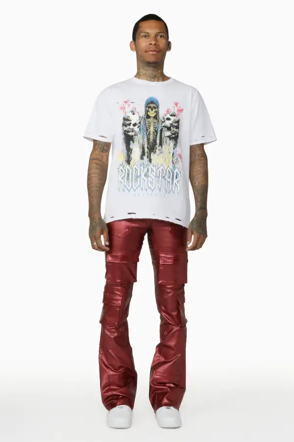 Rancid Burgundy Coated Flare Jean
