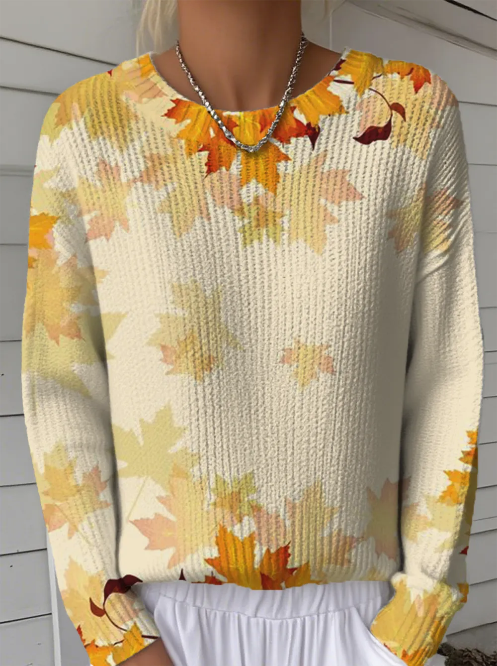 Women's Autumn Pattern Crewneck Sweater Casual Comfort Regular Pullover Sweatshirt