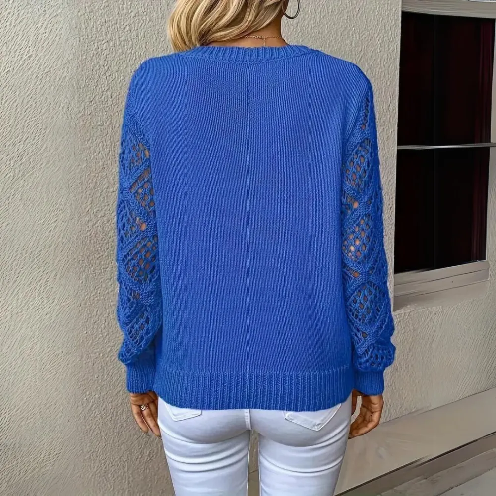 V-Neck Knitted Sleeves Jumper