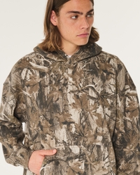 HOLLISTER FEEL GOOD FLEECE BOXY CAMO HOODIE