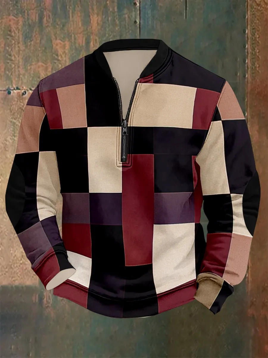 Men's Vintage Geometric Style Print Sweatshirt