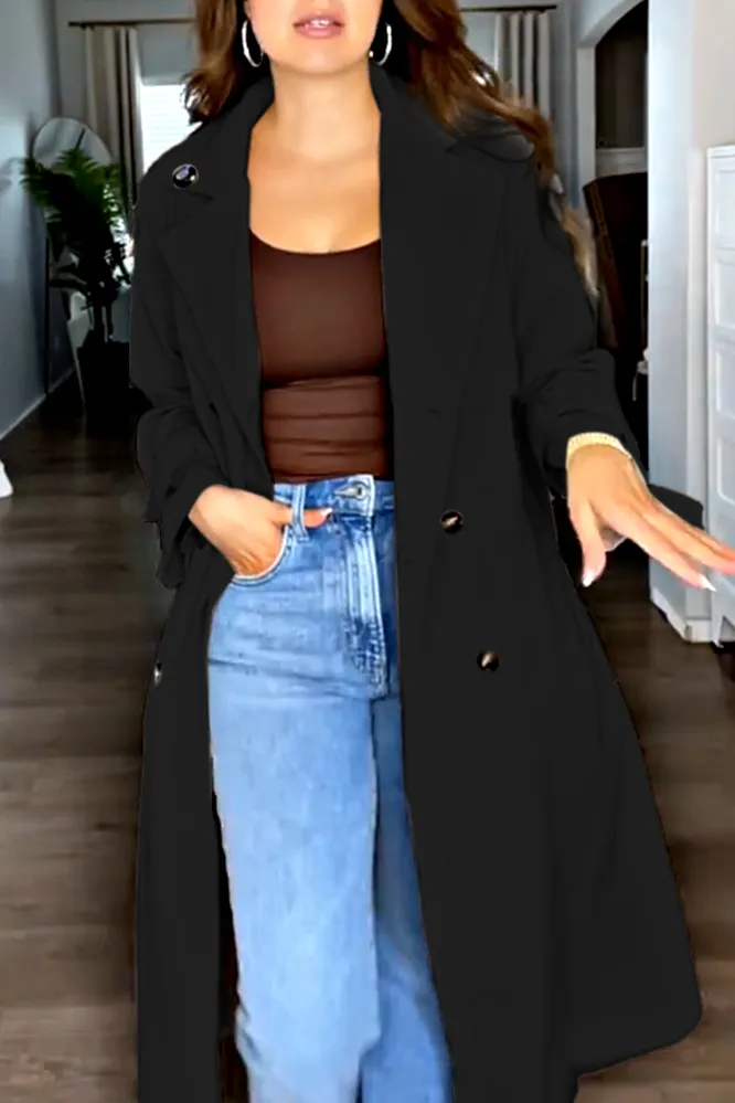 Women's solid color casual trench coat