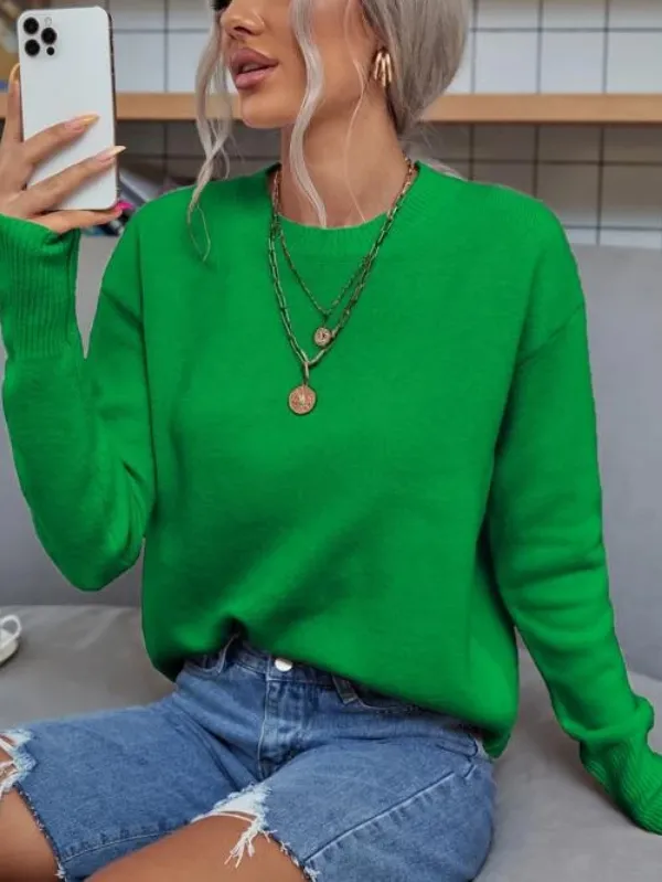 Solid Drop Shoulder Sweater