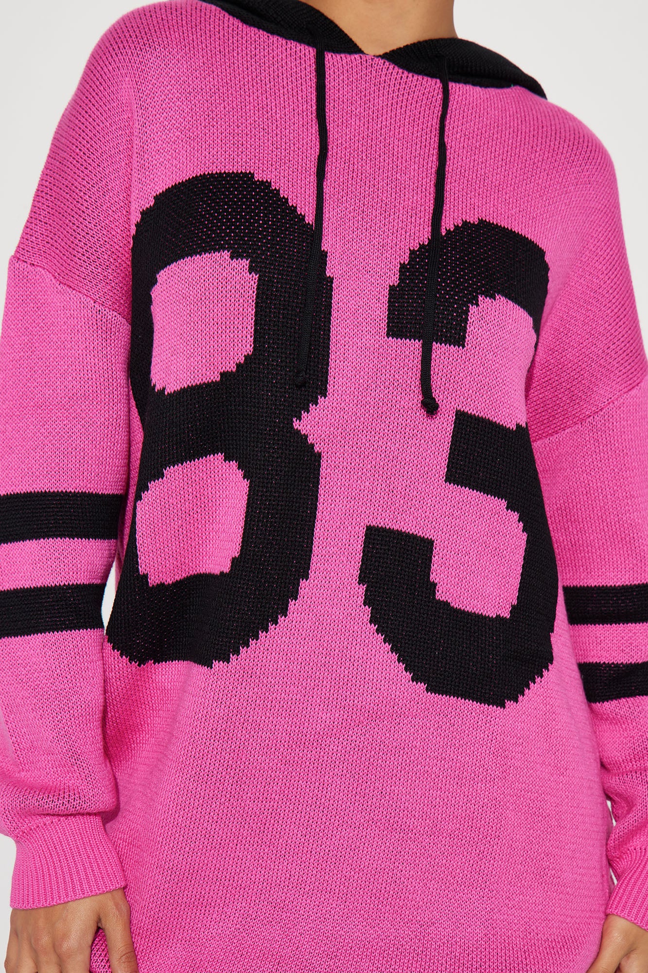 Courtney Hooded Sweater Mini Dress - Hot Pink/combo