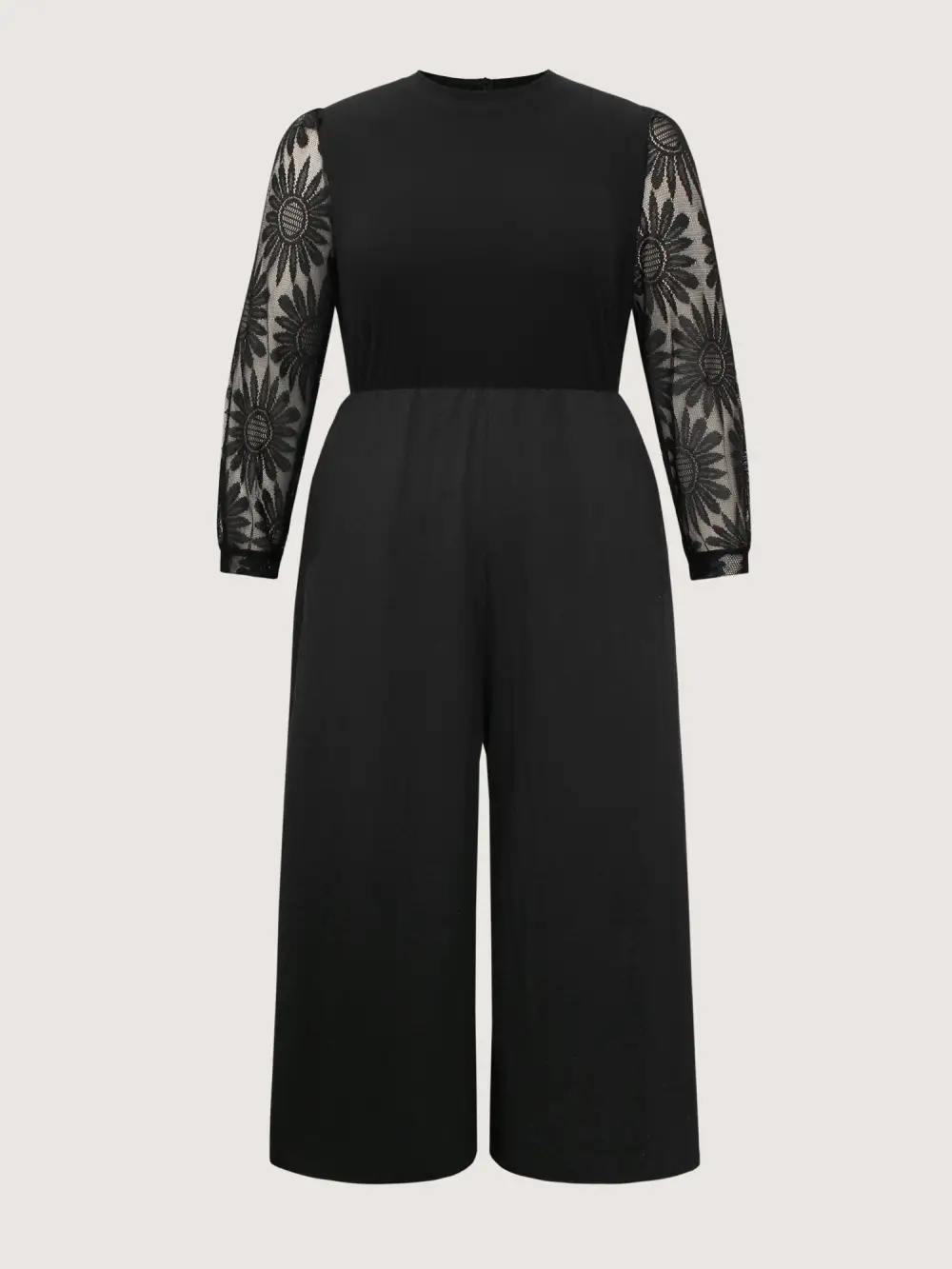 Crochet Lace Mesh Mock Neck Jumpsuit