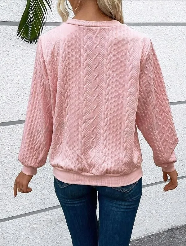 Women's Sweatshirt Elegant Modern Plain Work Crew Neck Zipper Loose Fit Long Sleeve Black White Pink Gray Spring Fall