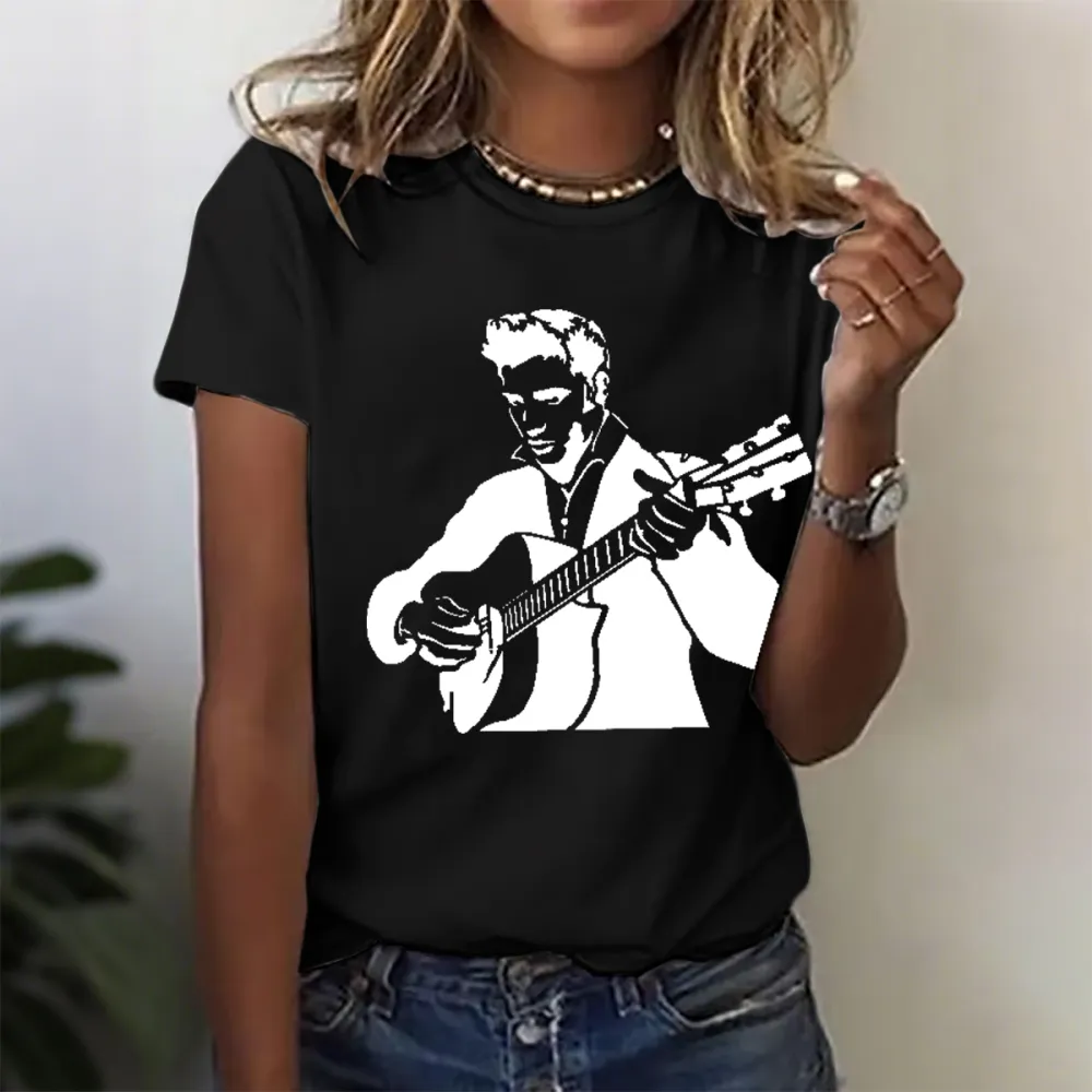 Women's American The King Print Short Sleeve Round Neck Cotton T-Shirt