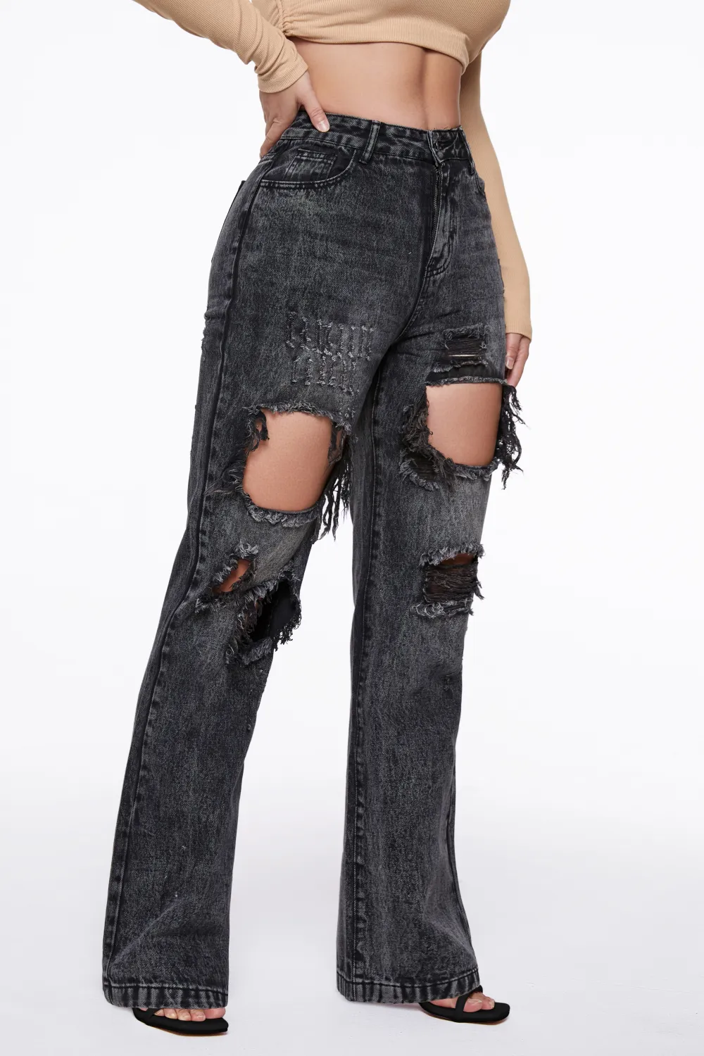 90s Vintage Thigh Distressed Baggy Jeans