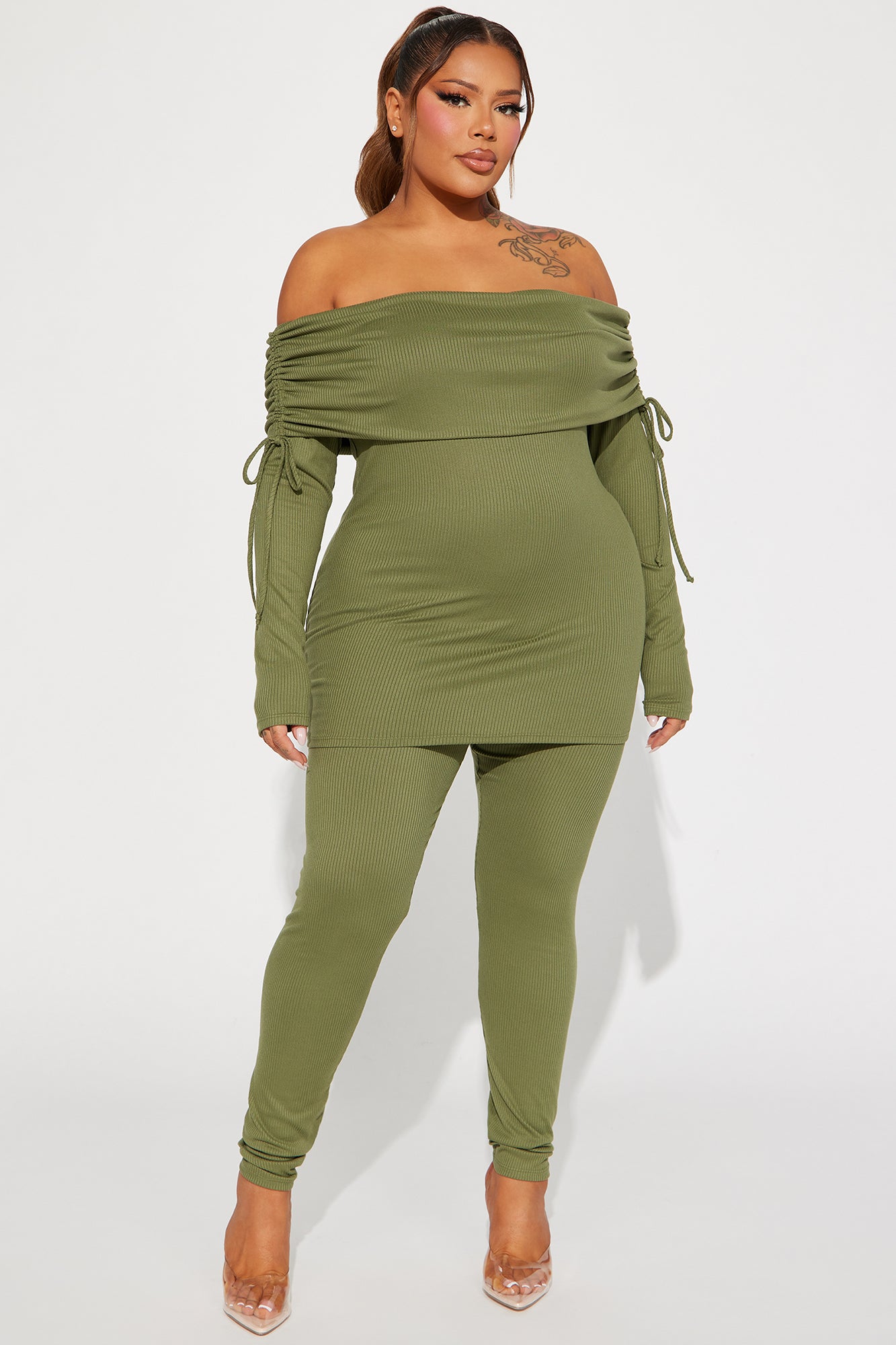 Pretty Girl Legging Set - Olive