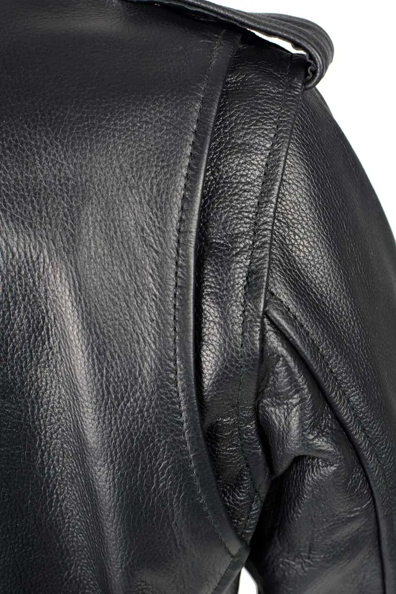 Leather LKL2700 Women's Classic Black Premium Leather Motorcycle Vintage Jacket with Side Laces