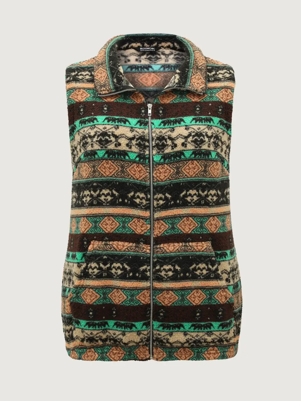 Colorful Geometric Stripes Zipper Vest