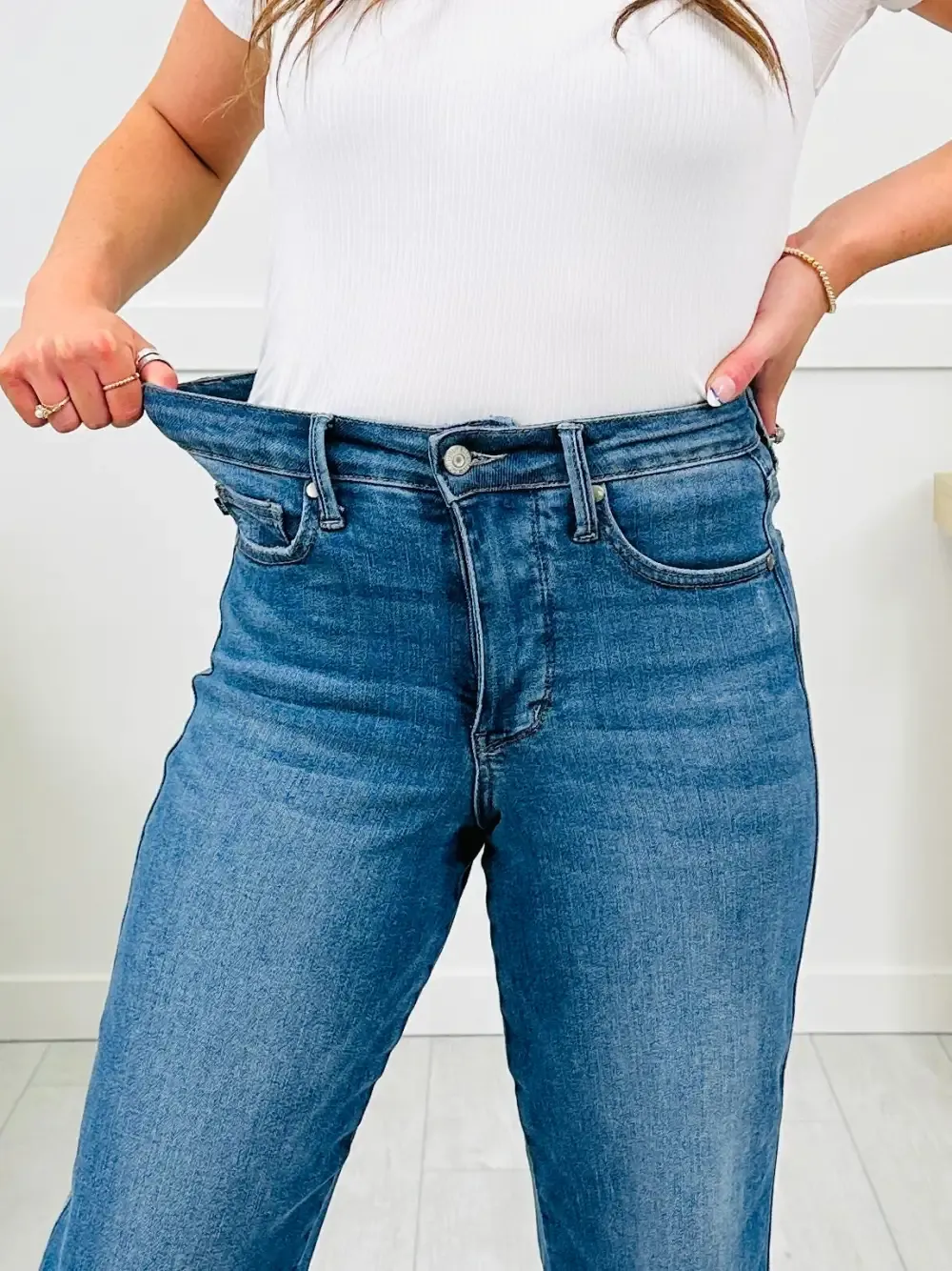 Judy Blue Spring Fever Tummy Control Wide Leg Crops