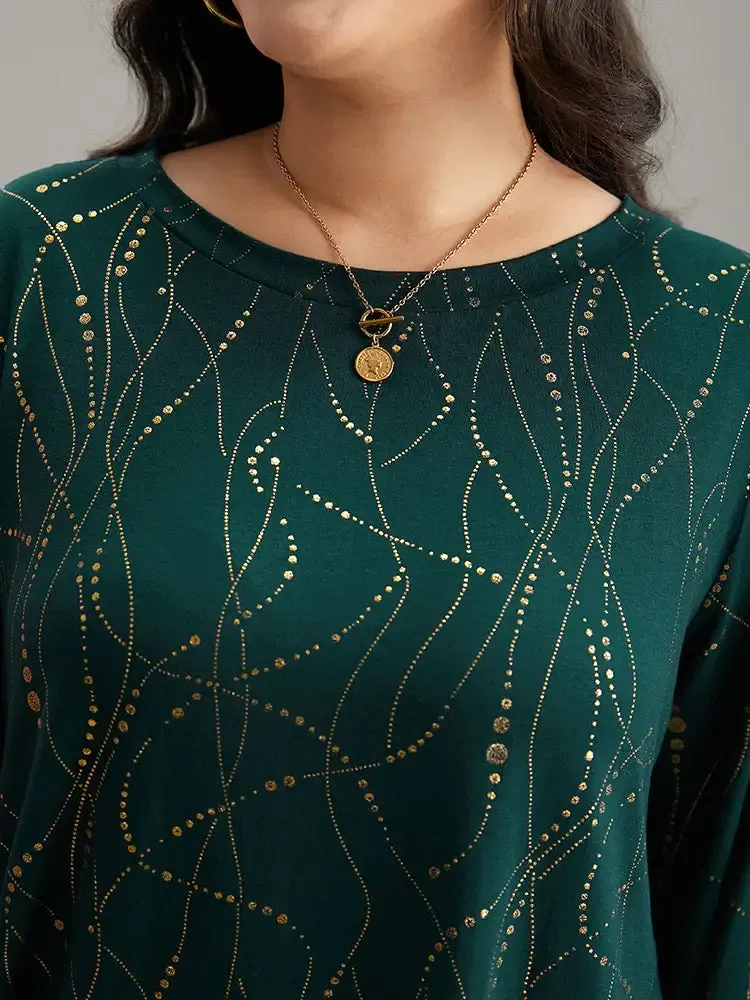 Polka Dot Contrast Round Neck T-Shirt