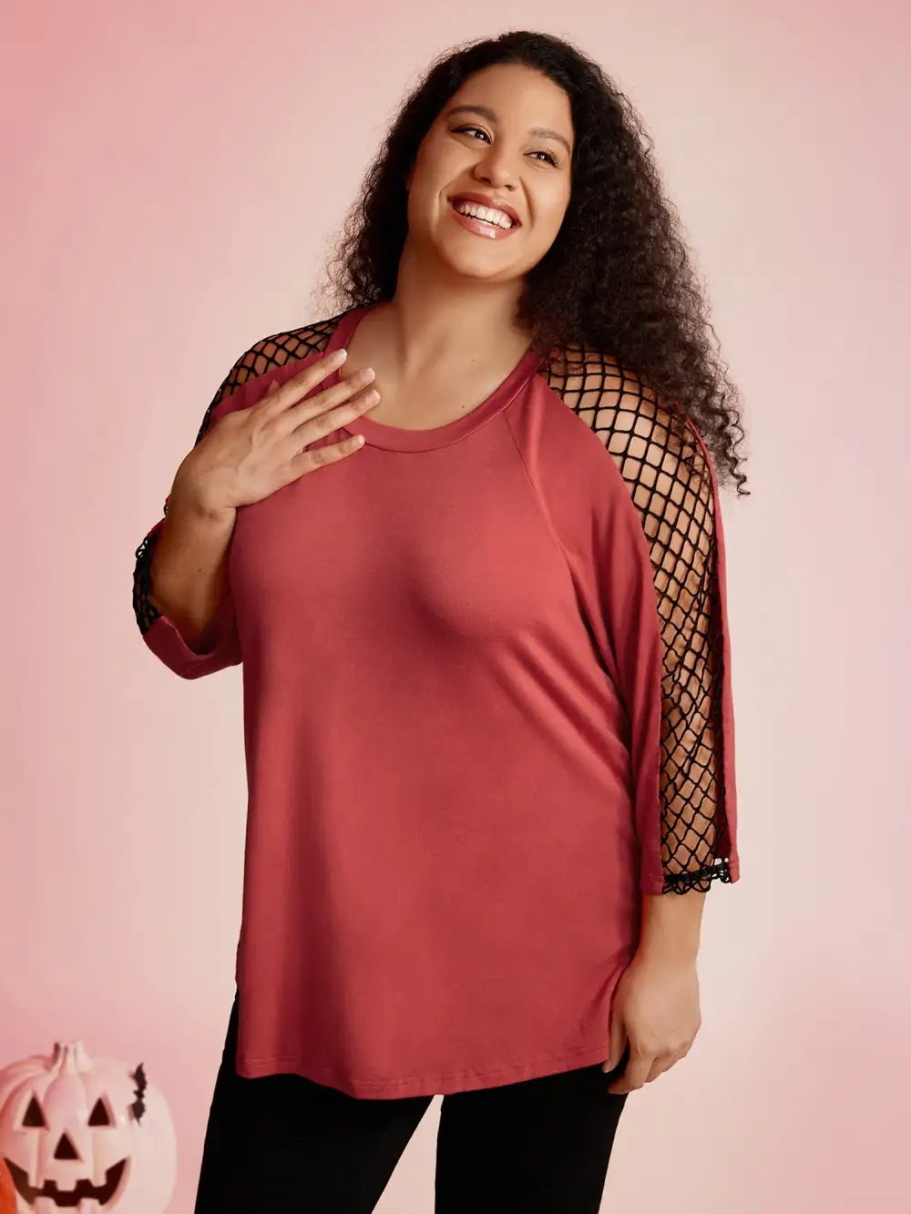 Sheer Cut-Out Sleeve Relaxed-Fit Sweatshirt