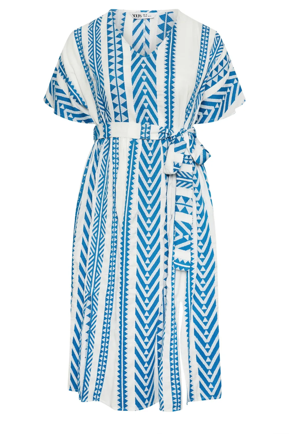 YOURS Curve Black & White Aztec Print Embroidered Maxi Dress