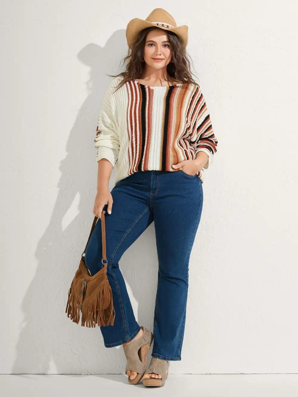 Earthy Stripes Drop Shoulder Lightweight Pullover