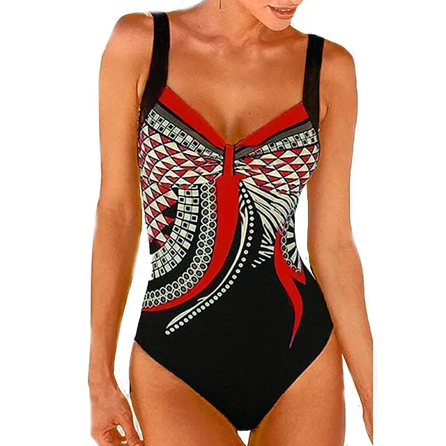 Women's One Piece Swimsuit Backless Vintage Bodysuit Bathing Suit Swimwear White Blue Breathable Quick Dry Lightweight Swimming Surfing Beach Spring Summer