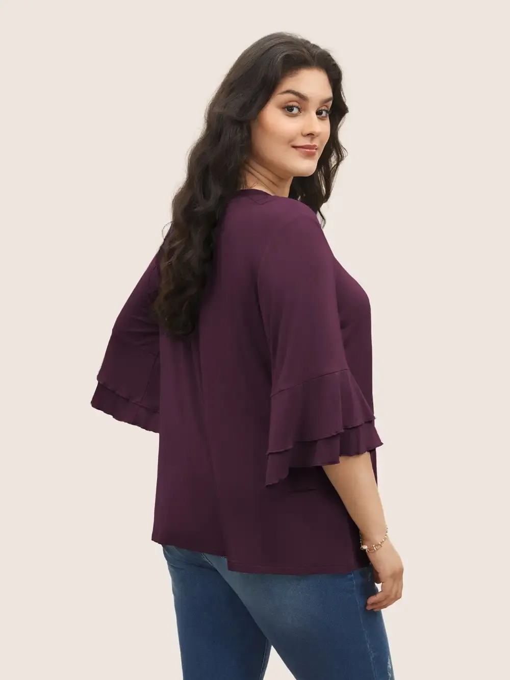 Supersoft Essentials Ruffle Layered Sleeve Pleated T-Shirt