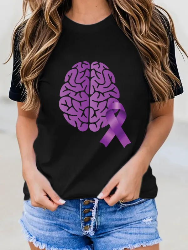 Women's I Wear Purple For My Dad Alzheimer's Awareness Tee