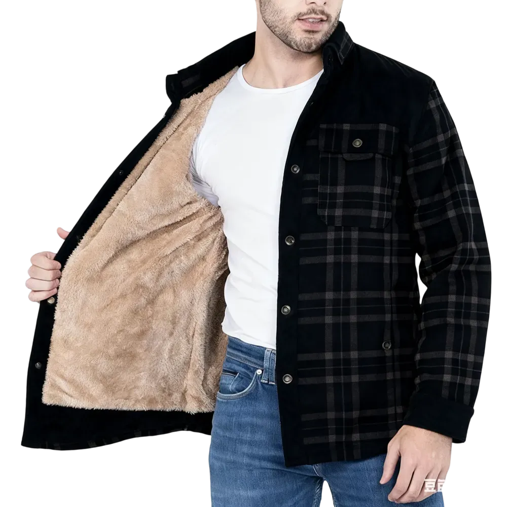 Men's Plaid Flannel Autumn and Winter Warm Jacket