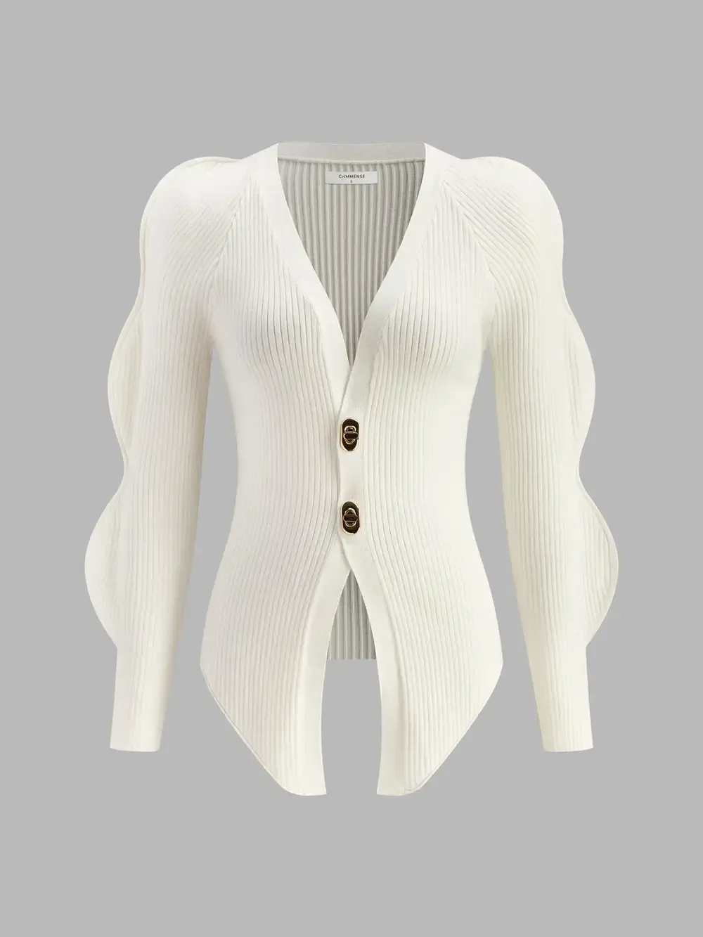 Turn Lock Wave-Sleeve Cardigan
