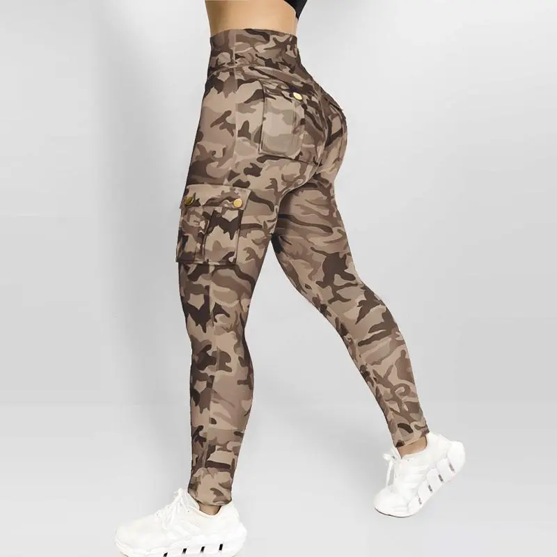 Women's Butt-Lifting High Waist Cargo Leggings with Tummy Control & Flap Pockets