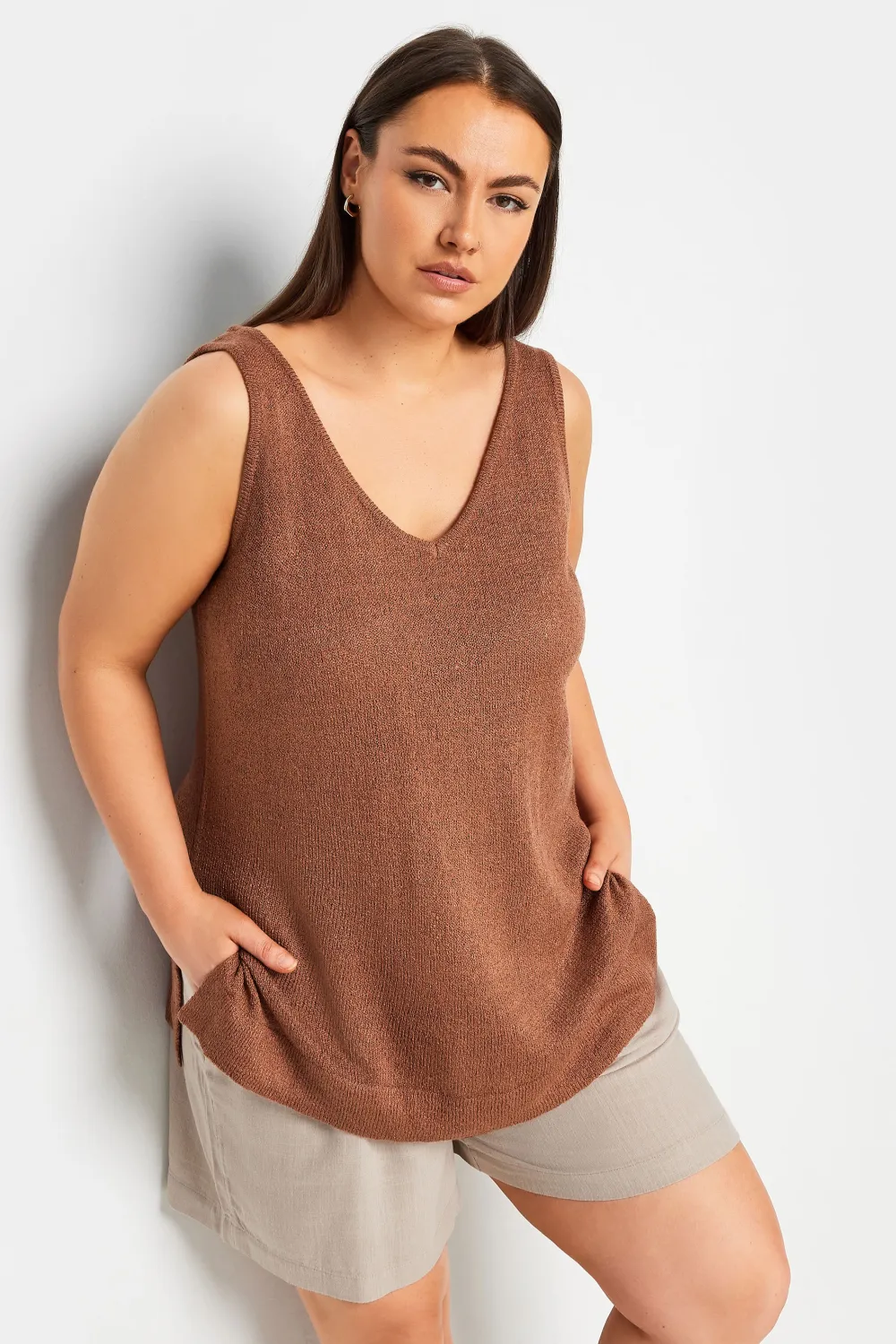 YOURS Curve Black Knitted Vest Top