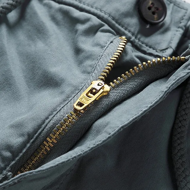 Men's Cargo Shorts Hiking Shorts Elastic Waist Multi Pocket Multiple Pockets Plain Comfort Breathable Knee Length Casual Daily Fashion Streetwear ArmyGreen Black