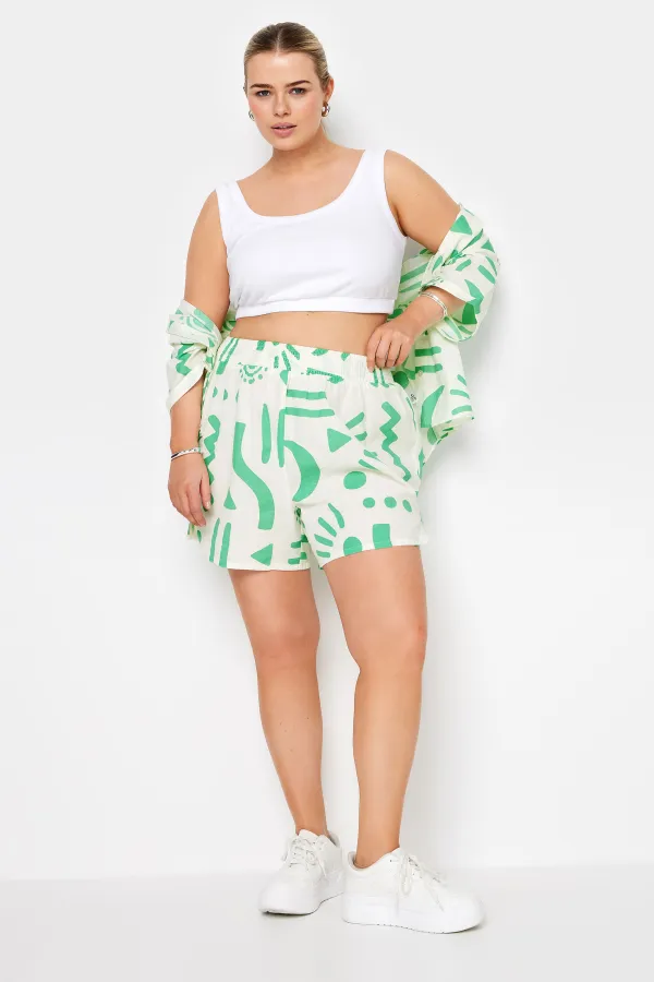YOURS Curve Black Floral Print Shorts