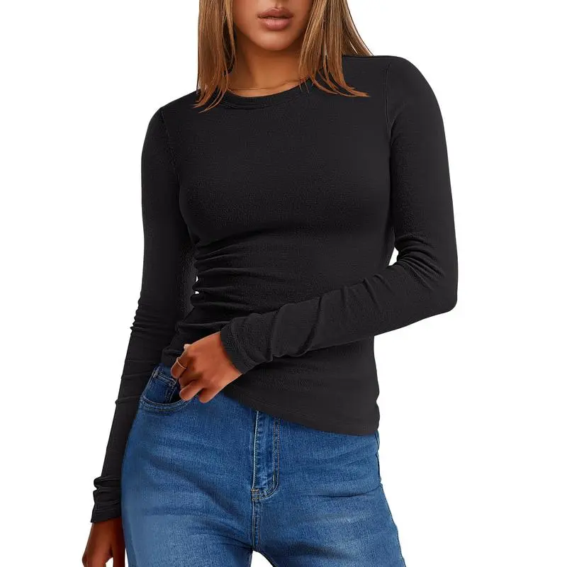 2025 Women's Long-Sleeve Thermal Tee: Crewneck, Slim Fit, Warm (Fall/Winter Basic)