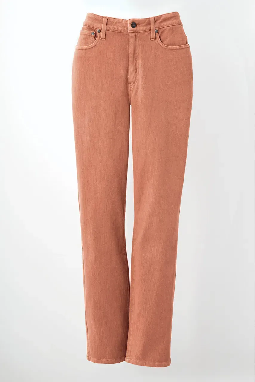 Knit Denim High Rise Straight-Leg Jeans