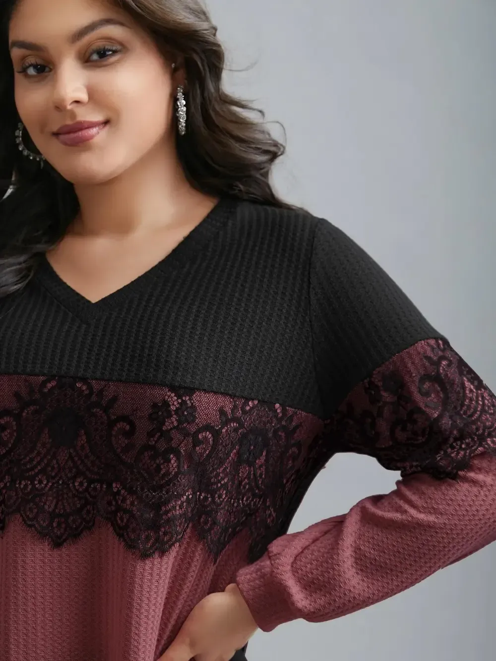 Crochet Lace Mesh Contrast Patchwork Top