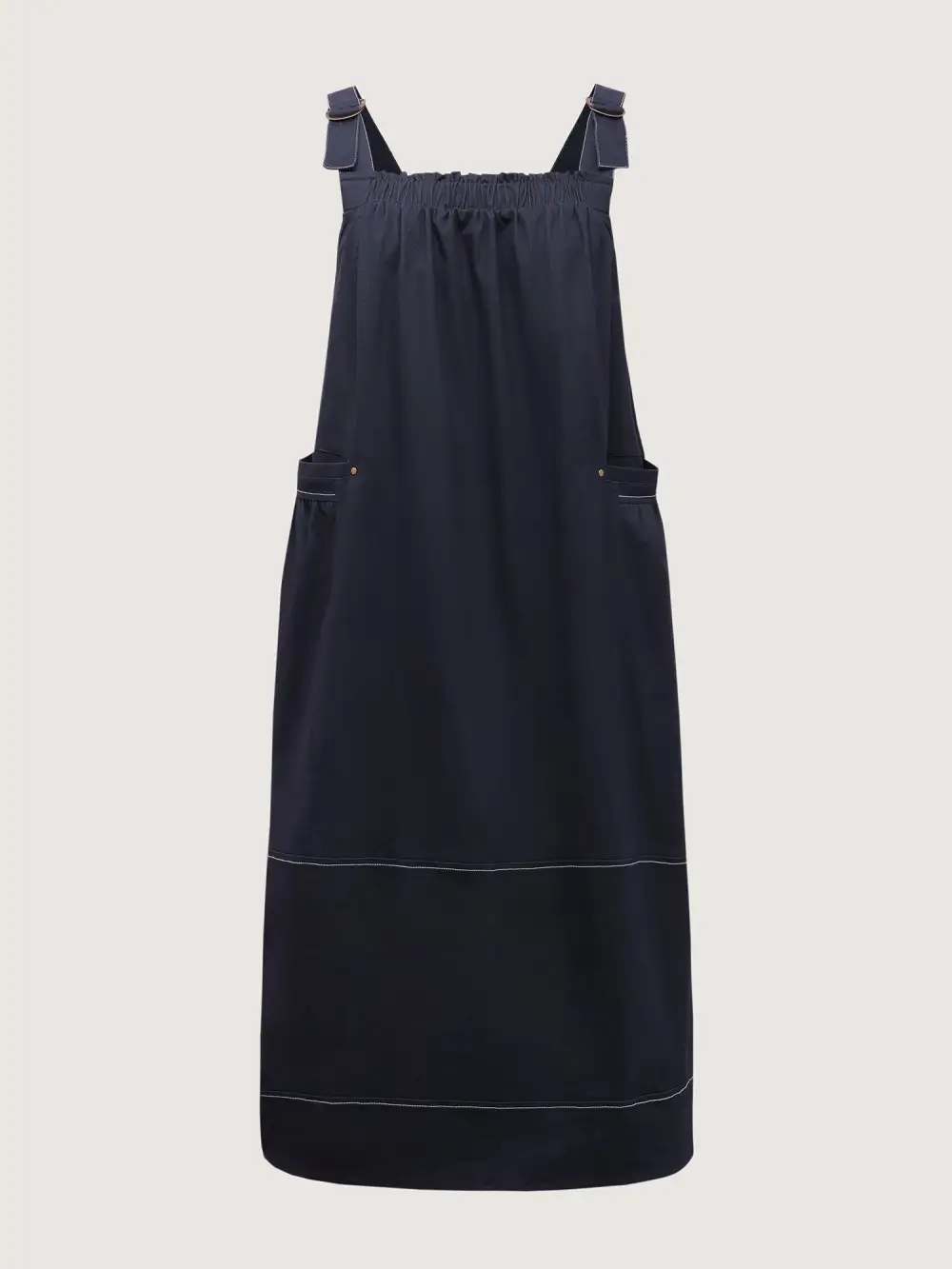 Pure Cotton Overall Adjustable Midi Dress