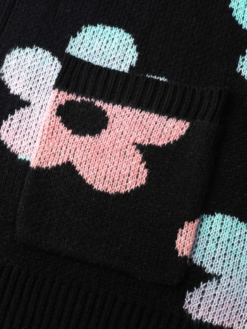 Floral Jacquard Print Color Gradient Knit Cardigan