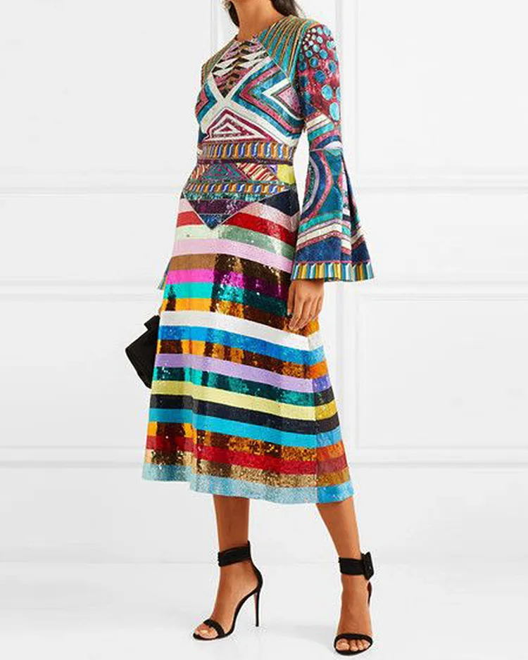 Shiny retro midi dress