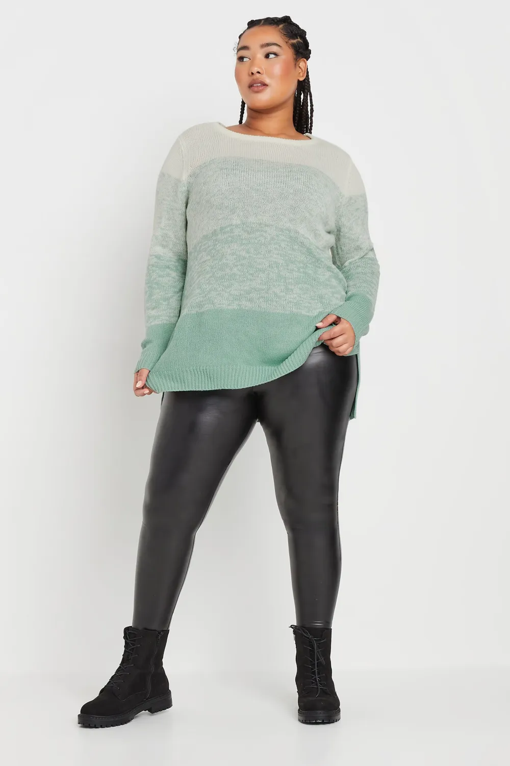 YOURS Curve Pink Colourblock Stripe Knitted Jumper