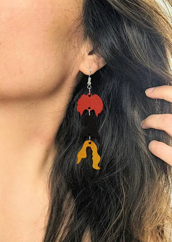 Halloween Witches Wooden Earrings