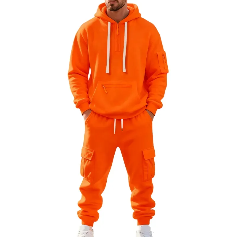 Men's 8-Sets Hoodie & Cargo Pants Tracksuit Set
