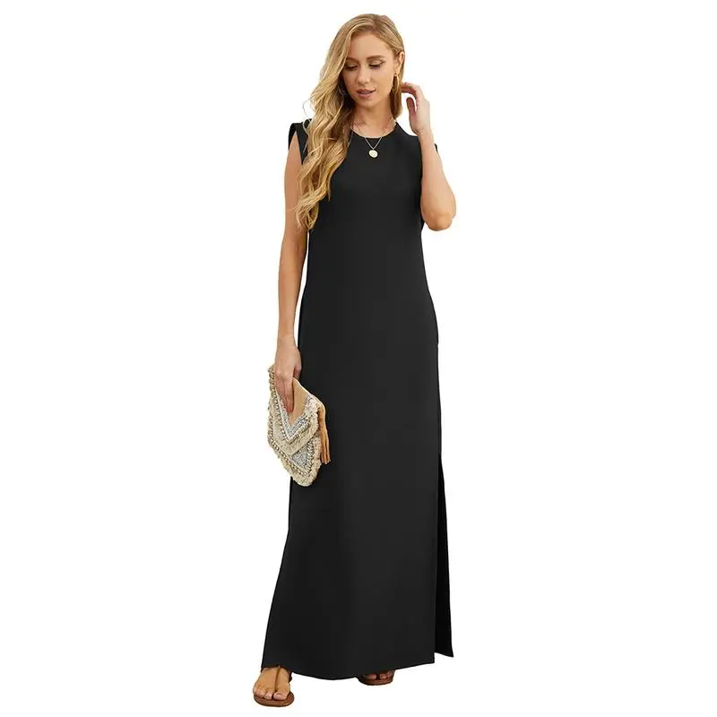 Women's Summer Maxi Dress with Pockets – Wrinkle-Free, Casual & Comfy