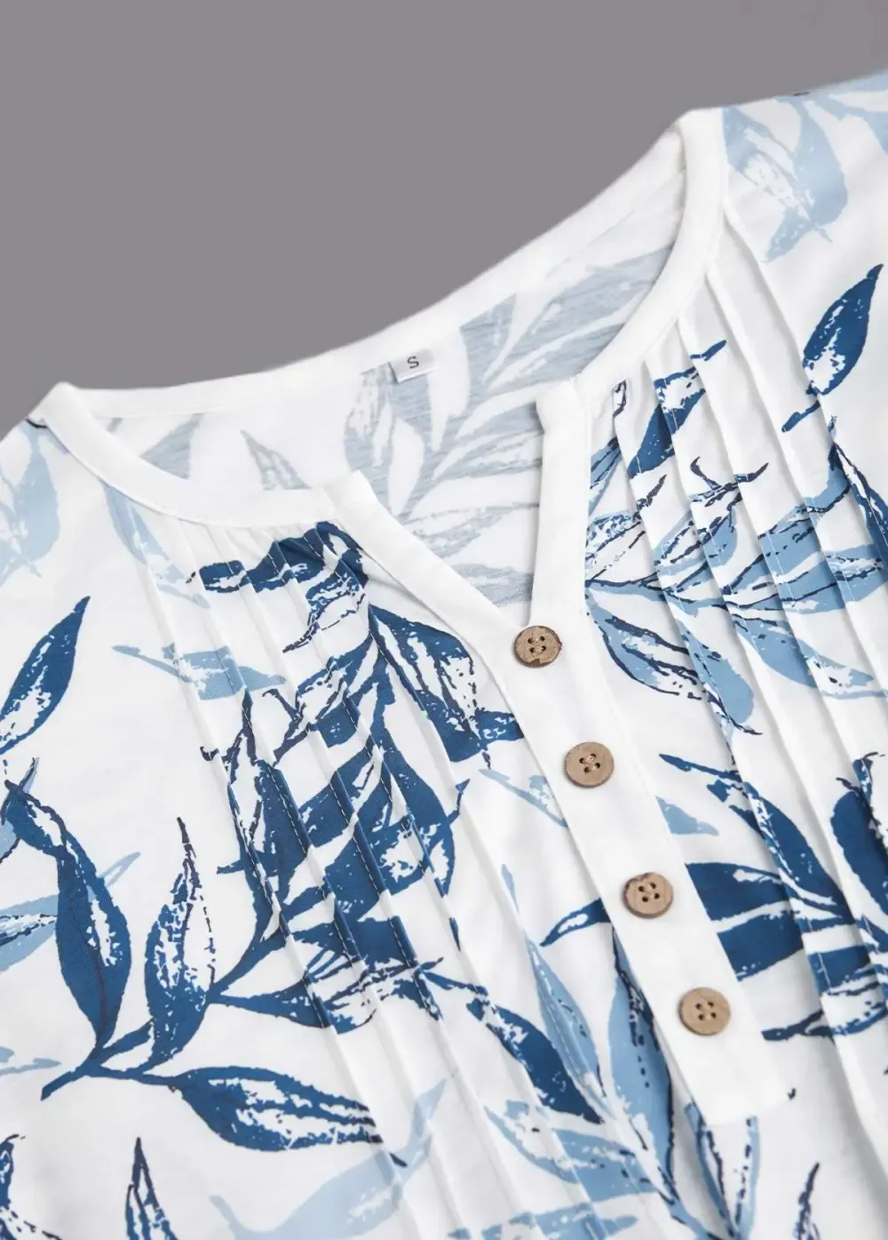 White Leaf Print T Shirt