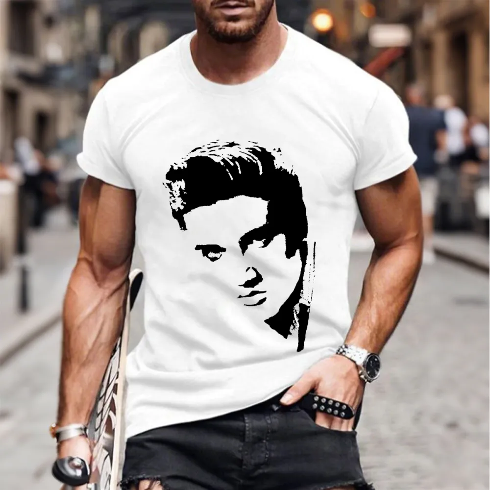 Men's Print Short Sleeve Round Neck Cotton T-Shirt