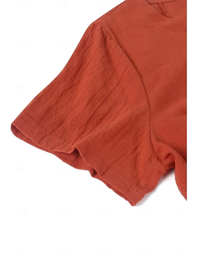 Women's Shirt Linen Shirt Linen Casual Daily Weekend Patchwork