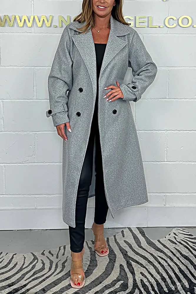 Oversize Wool Look Belted Longline Coat