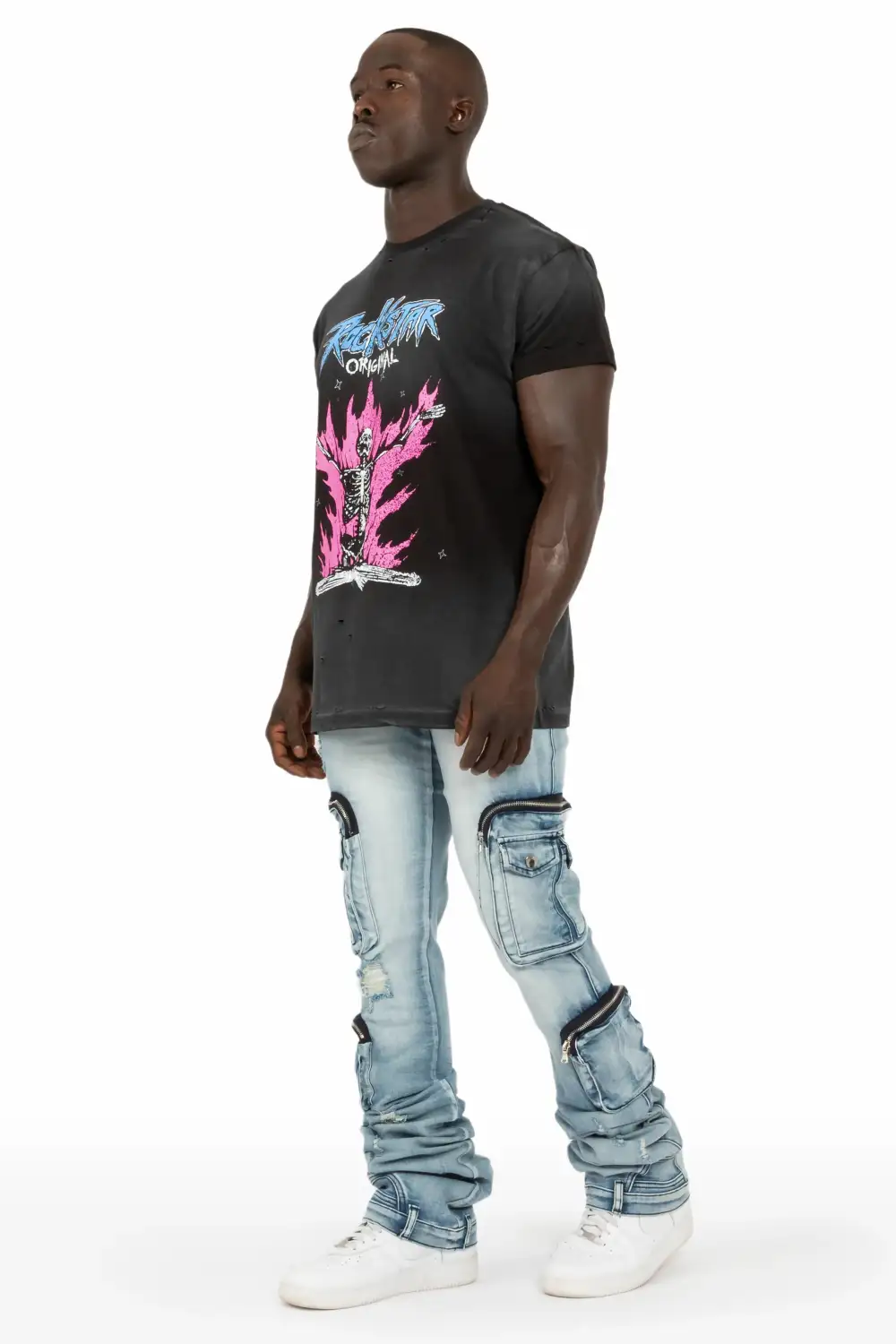 Shane Light Blue Super Stacked Flare Jean