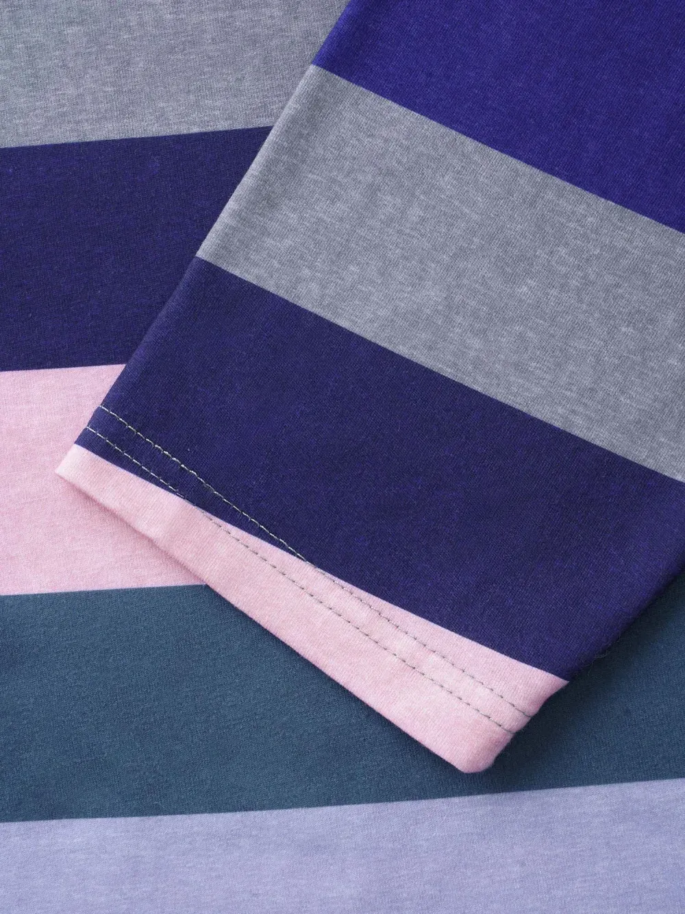 Contrast Striped Hooded Drawstring T-Shirt