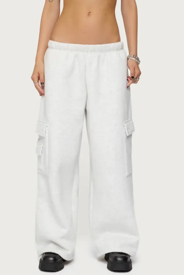 Petite Wide Leg Cargo Sweatpants