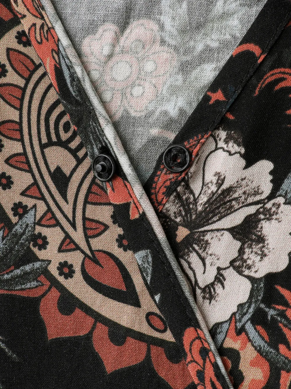 Fall Floral Print Surplice Neck Midi Dress