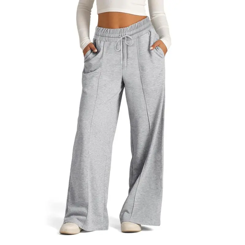Women's Wide Leg Solid Lounge Sweatpants with Pockets