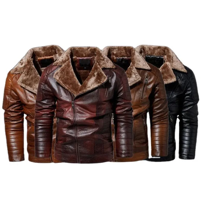 Padded Suit Collar Men's Leather Jacket
